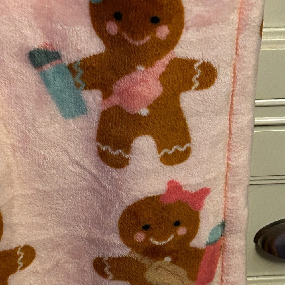Gingerbread Lane Pink Holiday Throw Blanket